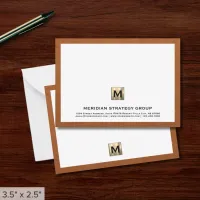 Professional Gold Monogram Note Card