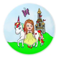 Purple Princess and Unicorn Ceramic Knob