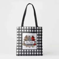 Personalized Buffalo Plaid Country Christmas Trees Tote Bag