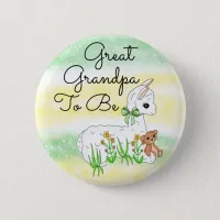 Great Grandpa To Be Llama with Teddy Bear Button