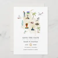 Map of Columbia Cali Destination Wedding Invitation