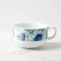 Blue and white coastal floral bluebells soup mug