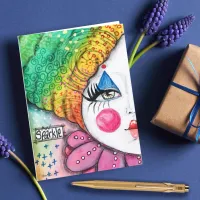 Colorful Rainbow Clown Painting Whimsical Art Note Card