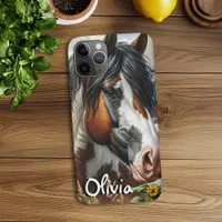 Pretty Pinto Brown and White Horse on Rustic Farm iPhone 11 Pro Case