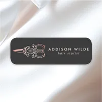 Vintage Rose Gold Scissors Hair Stylist Logo Name Tag