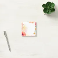 Feminine Watercolor Flowers Bulleted Custom Post-it Notes