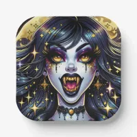 Comic Book Style Vampire Halloween Party  Paper Plates