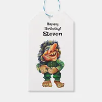 Scandinavian Funny Troll Illustration Watercolor Gift Tags