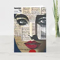 Abstract Art | Lady's Face Digital Text Art Holiday Card