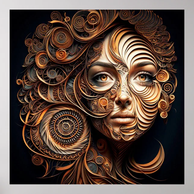 The Woman in the Spirals #1 Digital Abstract Poster