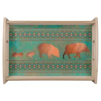 Southwest Fun Javelina Family Copper Teal Serving Tray