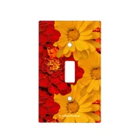 A Medley of Red Yellow and Orange Marigolds Light Switch Cover