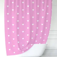 Pink and White Hearts Shower Curtain