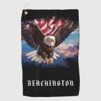 *~* AP16 - American Flag USA Bald EAGLE Golf Towel