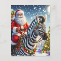 Santa and a Zebra Fantasy Postcard