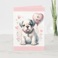 Cute Bulldog Puppy Be Mine Pink Valentine's Day Card