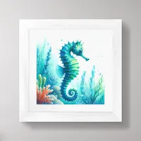 Coastal Beach Under the Sea Seahorse Ocean  Framed Art