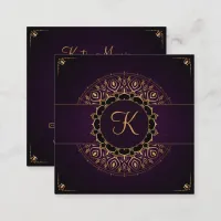 Purple Gold Mandala Elegant Yoga Instructor Square Business Card