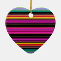 Thin Colorful Stripes - 2 Ceramic Ornament