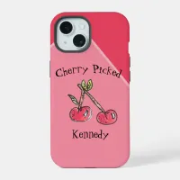 Cherry Pink Modern Cute Teen Colorful Fun Summer iPhone 15 Case