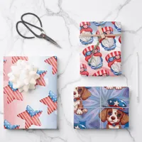 4th of July Set of 3 Wrapping Paper Sheets