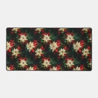 Beautiful Red and White Poinsettias Desk Mat