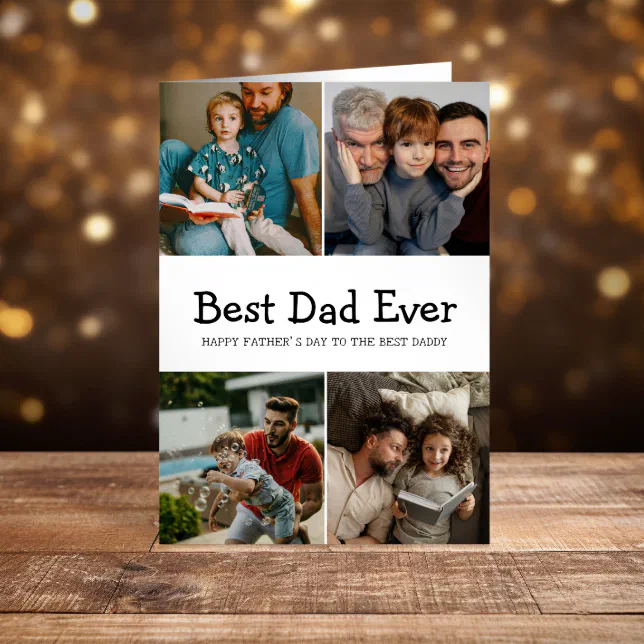 Custom 4 Photo Collage Father's Day Card for Dad