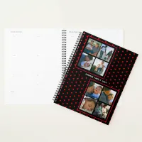 Photo Collage Family Personalized Red Heart & Name Planner