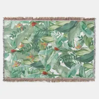 Tropical Botanical Print Throw Blanket