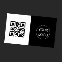 Simple Logo Black And White Qr Code Corporate Business Card