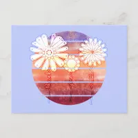 Thank You Flowers at Sunset - Light Blue Postcard