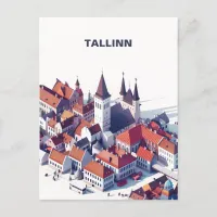 Isometric Tallinn Travel Postcard