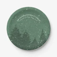 Elegant Corporate Winter Snow Trees Holiday Paper Plates