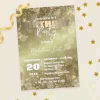 Elegant Sparkling Gold-Tone Birthday Party Invitation