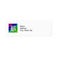 Monogram Colorful Diagonal Stripes and Flowers Label