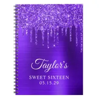 Dripping Violet Purple Glitter Glam Sweet 16 Notebook