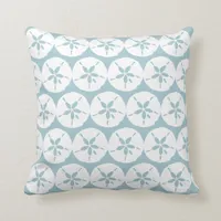 Duck Egg Blue Pretty White Sand Dollar Pattern Throw Pillow