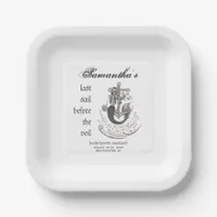 Gothic Mermaid Last Sail Veil Bachelorette Party Paper Plates