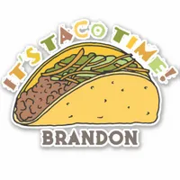 It's Taco Time Taco Birthday Party Favor Sticker