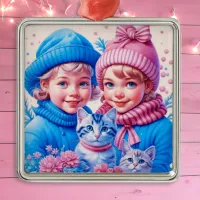 Vintage Pink and Blue Children's Christmas