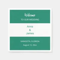 Modern Stylish Emerald Green Wedding Napkins