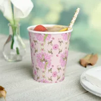 Pink and Green Nostalgic Floral Paper cup