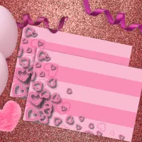 Cute Girly Blush Pink Hearts on Horizontal Stripes Tissue Paper