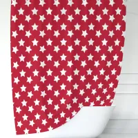 Red and White Stars Shower Curtain