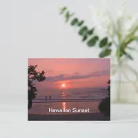 Hawaiian Sunset Ocean Beach Holiday Postcard