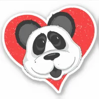 Cute Cartoon Panda Bear with Love Heart Sticker