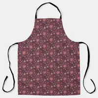 Dark Pink Snowflakes Christmas Apron