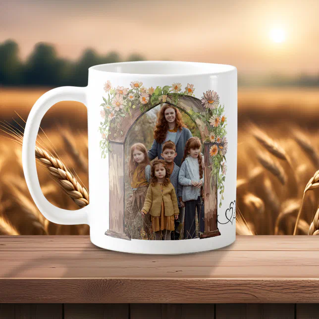 Love you mom floral photo  coffee mug