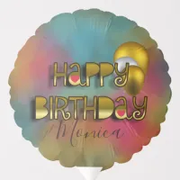 Stylish Shiny Faux Gold Happy Birthday Typography Balloon