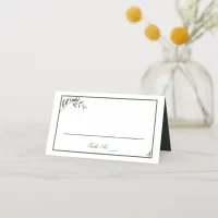 Fern Green Willow Branch Elegant Wedding Place Card